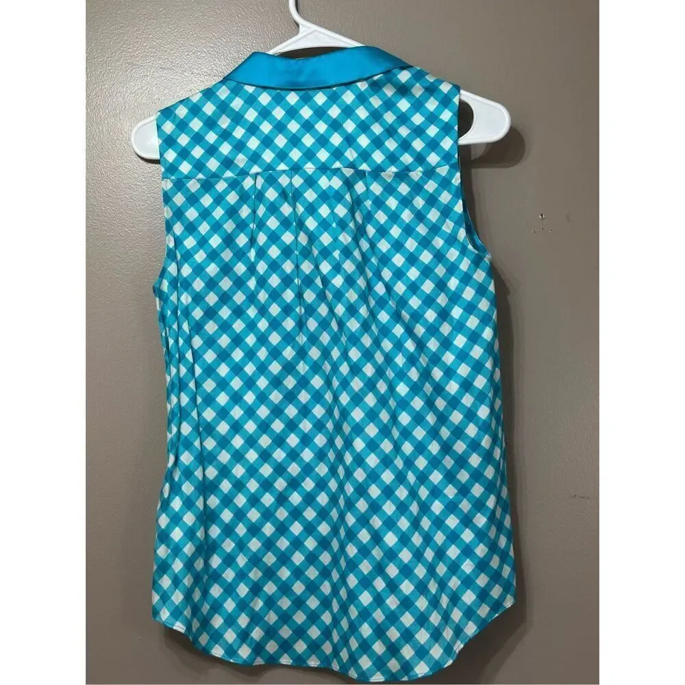 NWT Kate Spade Gingham Fey Firoza Short Sleeve Lightweight Top
